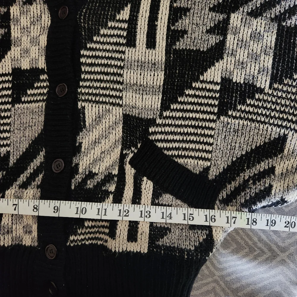 Mohair Wool Fanci Vintage Cardigan Trival Print Size M oversized Black Color - Picture 14 of 14